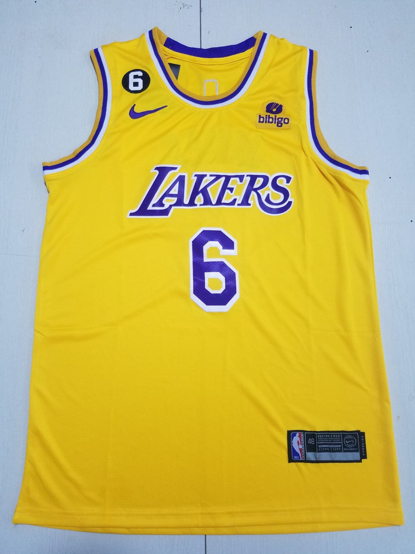 Men Los Angeles Lakers #6 LeBron James Yellow 2022 Nike NBA Jersey